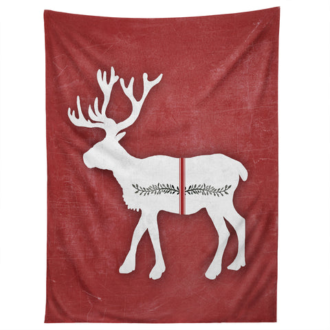Monika Strigel FARMHOUSE REINDEER RED ON CHALKBOARD Tapestry