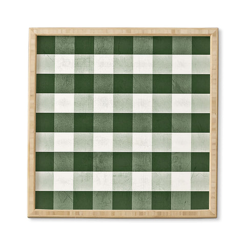 Monika Strigel FARMHOUSE SHABBY GINGHAM GREEN CHECKERED PLAID Framed Wall Art