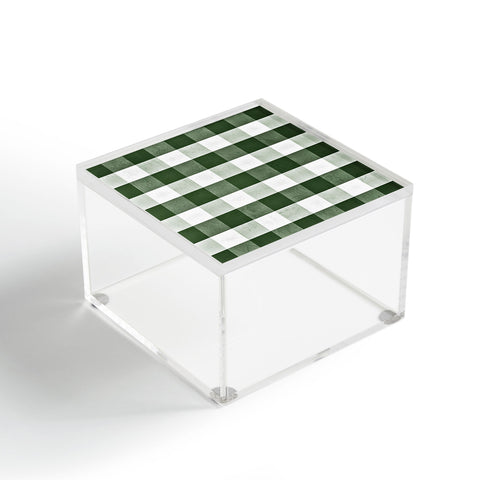 Monika Strigel FARMHOUSE SHABBY GINGHAM GREEN CHECKERED PLAID Acrylic Box