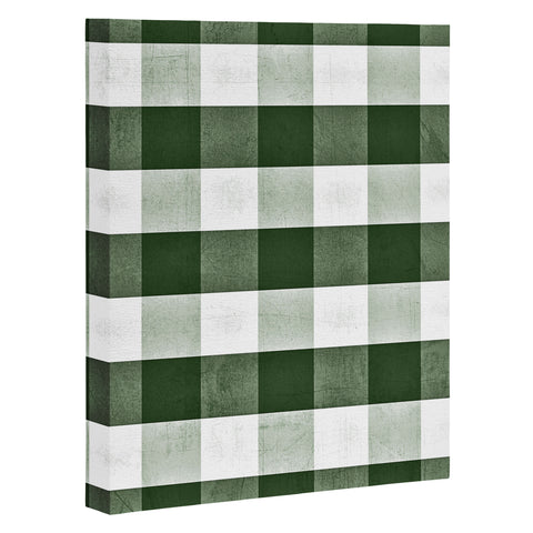 Monika Strigel FARMHOUSE SHABBY GINGHAM GREEN CHECKERED PLAID Art Canvas