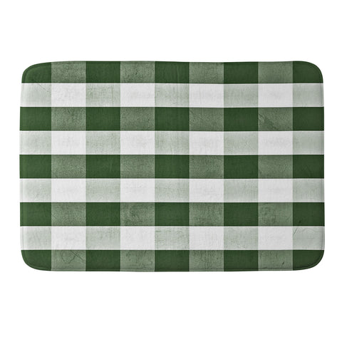 Monika Strigel FARMHOUSE SHABBY GINGHAM GREEN CHECKERED PLAID Memory Foam Bath Mat