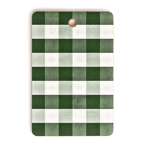 Monika Strigel FARMHOUSE SHABBY GINGHAM GREEN CHECKERED PLAID Cutting Board Rectangle