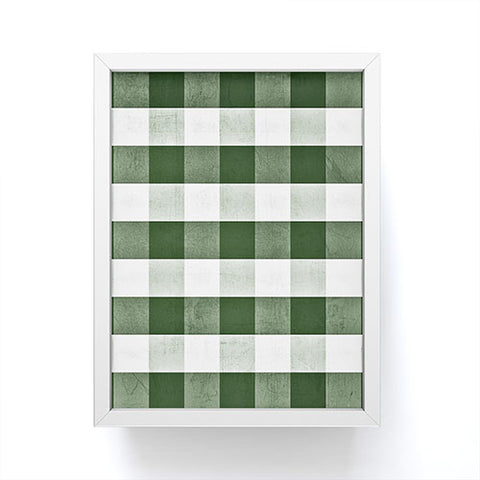Monika Strigel FARMHOUSE SHABBY GINGHAM GREEN CHECKERED PLAID Framed Mini Art Print