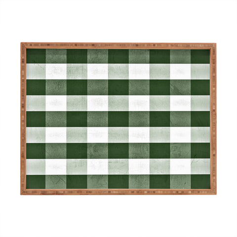 Monika Strigel FARMHOUSE SHABBY GINGHAM GREEN CHECKERED PLAID Rectangular Tray