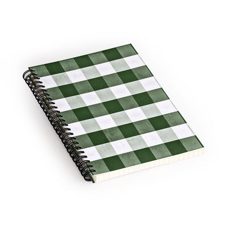 Monika Strigel FARMHOUSE SHABBY GINGHAM GREEN CHECKERED PLAID Spiral Notebook