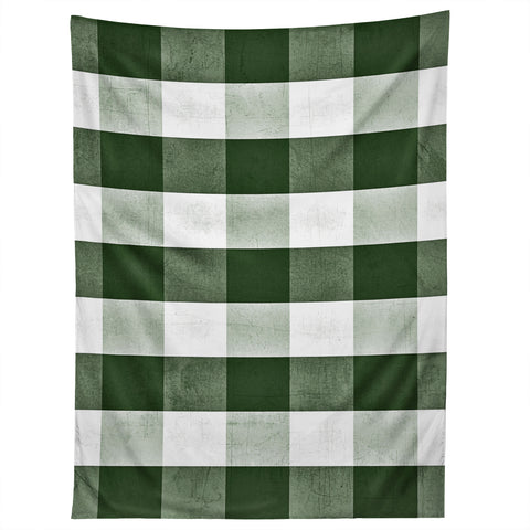 Monika Strigel FARMHOUSE SHABBY GINGHAM GREEN CHECKERED PLAID Tapestry