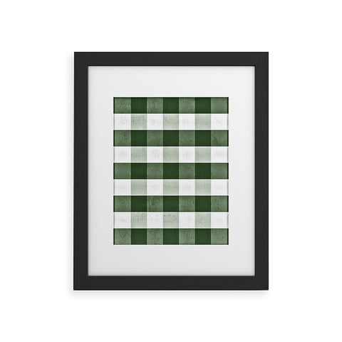 Monika Strigel FARMHOUSE SHABBY GINGHAM GREEN CHECKERED PLAID Framed Art Print