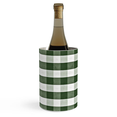 Monika Strigel FARMHOUSE SHABBY GINGHAM GREEN CHECKERED PLAID Wine Chiller