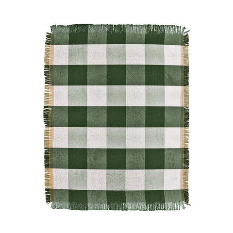 Monika Strigel FARMHOUSE SHABBY GINGHAM GREEN CHECKERED PLAID Throw Blanket