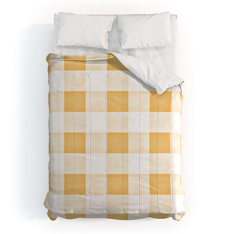 Monika Strigel FARMHOUSE SHABBY GINGHAM ORANGE CHECKERED PLAID Comforter