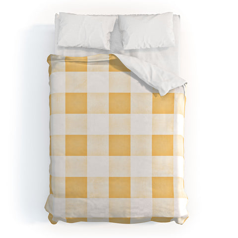 Monika Strigel FARMHOUSE SHABBY GINGHAM ORANGE CHECKERED PLAID Duvet Cover