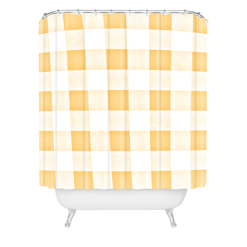 Monika Strigel FARMHOUSE SHABBY GINGHAM ORANGE CHECKERED PLAID Shower Curtain
