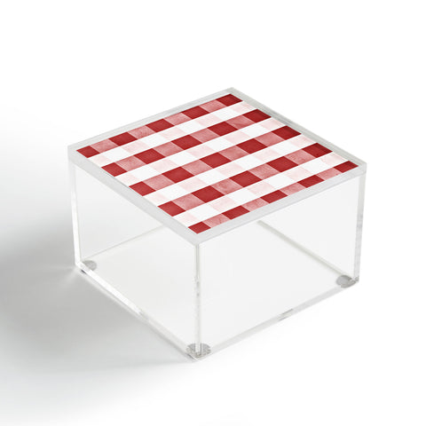 Monika Strigel FARMHOUSE SHABBY GINGHAM RED CHECKERED PLAID Acrylic Box