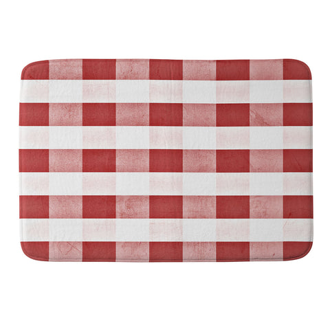 Monika Strigel FARMHOUSE SHABBY GINGHAM RED CHECKERED PLAID Memory Foam Bath Mat
