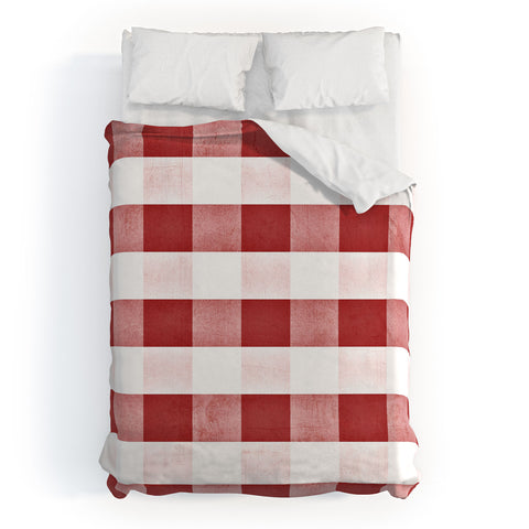 Monika Strigel FARMHOUSE SHABBY GINGHAM RED CHECKERED PLAID Duvet Cover