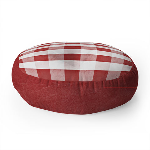 Monika Strigel FARMHOUSE SHABBY GINGHAM RED CHECKERED PLAID Floor Pillow Round