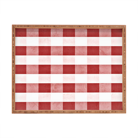 Monika Strigel FARMHOUSE SHABBY GINGHAM RED CHECKERED PLAID Rectangular Tray