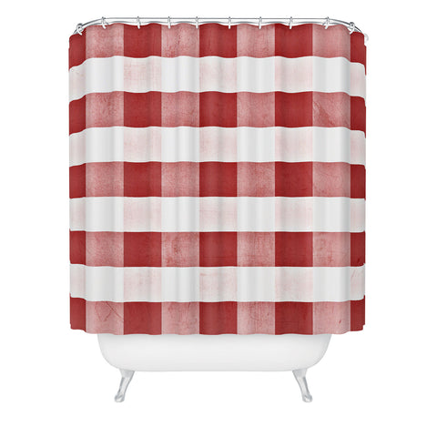 Monika Strigel FARMHOUSE SHABBY GINGHAM RED CHECKERED PLAID Shower Curtain