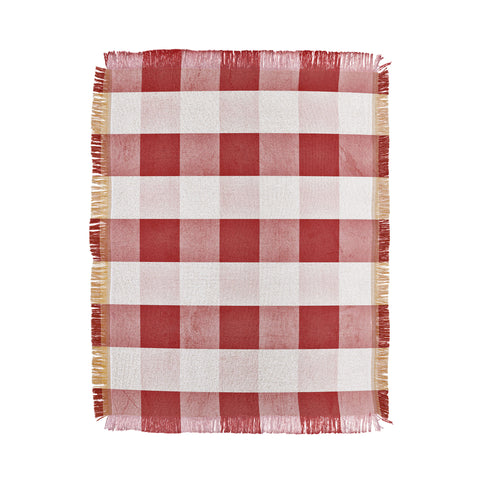 Monika Strigel FARMHOUSE SHABBY GINGHAM RED CHECKERED PLAID Throw Blanket