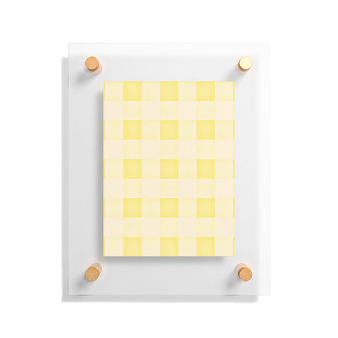 Monika Strigel FARMHOUSE SHABBY GINGHAM SUNNY YELLOW CHECKERED PLAID Floating Acrylic Print