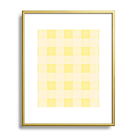 Monika Strigel FARMHOUSE SHABBY GINGHAM SUNNY YELLOW CHECKERED PLAID Metal Framed Art Print