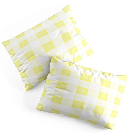 Monika Strigel FARMHOUSE SHABBY GINGHAM SUNNY YELLOW CHECKERED PLAID Pillow Shams