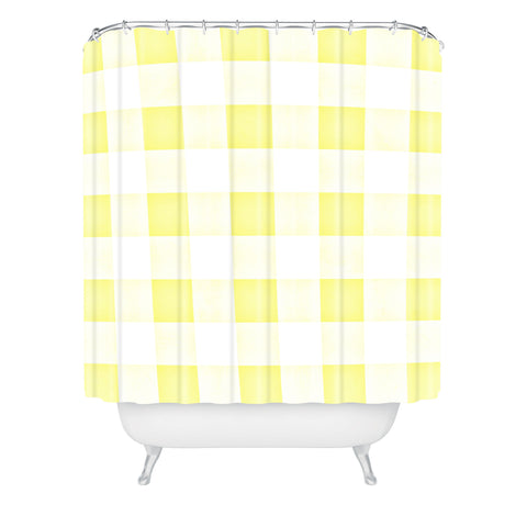 Monika Strigel FARMHOUSE SHABBY GINGHAM SUNNY YELLOW CHECKERED PLAID Shower Curtain