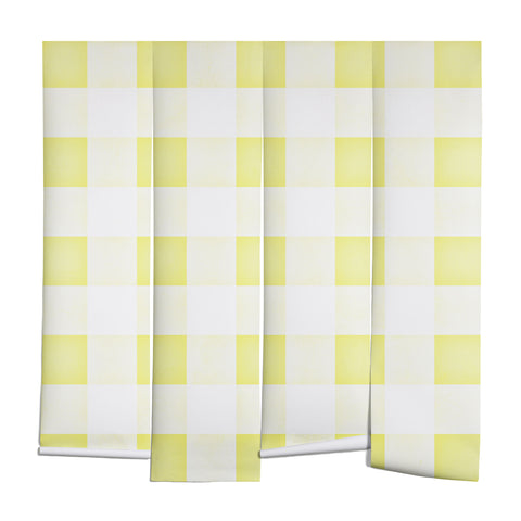 Monika Strigel FARMHOUSE SHABBY GINGHAM SUNNY YELLOW CHECKERED PLAID Wall Mural