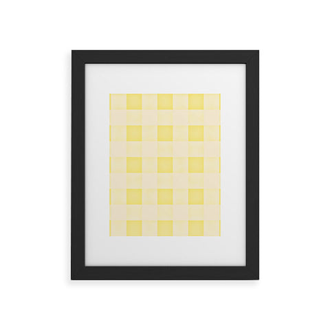Monika Strigel FARMHOUSE SHABBY GINGHAM SUNNY YELLOW CHECKERED PLAID Framed Art Print