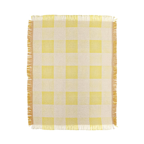 Monika Strigel FARMHOUSE SHABBY GINGHAM SUNNY YELLOW CHECKERED PLAID Throw Blanket