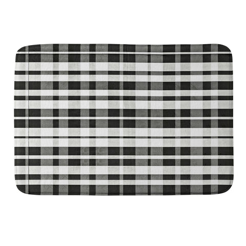 Monika Strigel FARMHOUSE SHABBY NEW GINGHAM BLACK CHECKERED PLAID Memory Foam Bath Mat