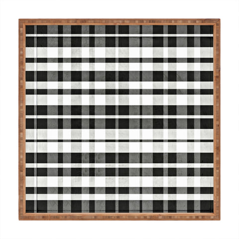 Monika Strigel FARMHOUSE SHABBY NEW GINGHAM BLACK CHECKERED PLAID Square Tray