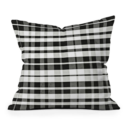 Monika Strigel FARMHOUSE SHABBY NEW GINGHAM BLACK CHECKERED PLAID Throw Pillow
