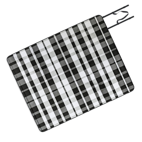 Monika Strigel FARMHOUSE SHABBY NEW GINGHAM BLACK CHECKERED PLAID Picnic Blanket