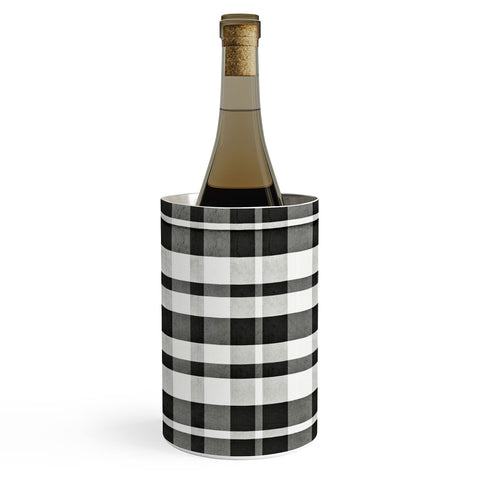 Monika Strigel FARMHOUSE SHABBY NEW GINGHAM BLACK CHECKERED PLAID Wine Chiller