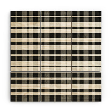 Monika Strigel FARMHOUSE SHABBY NEW GINGHAM BLACK CHECKERED PLAID Wood Wall Mural
