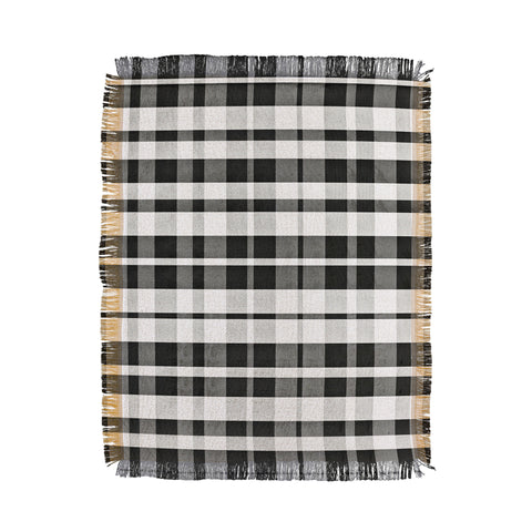 Monika Strigel FARMHOUSE SHABBY NEW GINGHAM BLACK CHECKERED PLAID Throw Blanket