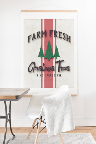 Monika Strigel FARMHOUSE SHABBY SIGN FRESH TREES Art Print And Hanger