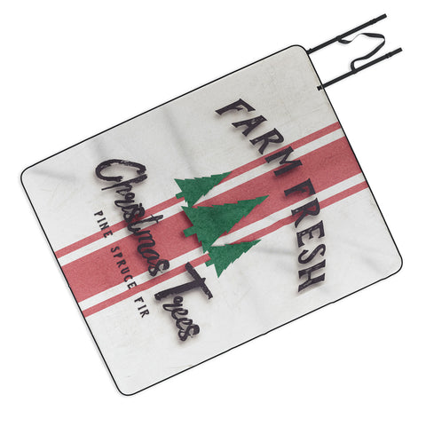 Monika Strigel FARMHOUSE SHABBY SIGN FRESH TREES Picnic Blanket