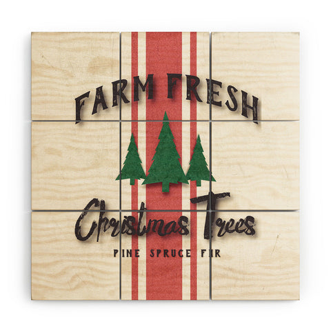 Monika Strigel FARMHOUSE SHABBY SIGN FRESH TREES Wood Wall Mural