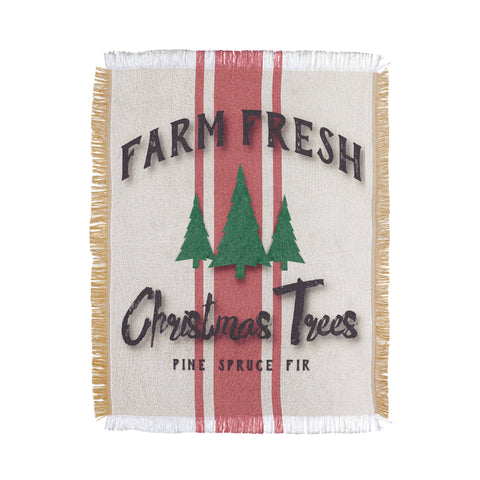 Monika Strigel FARMHOUSE SHABBY SIGN FRESH TREES Throw Blanket