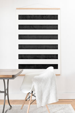 Monika Strigel FARMHOUSE SHABBY STRIPES BLACK Art Print And Hanger