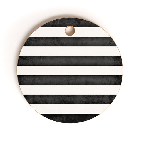 Monika Strigel FARMHOUSE SHABBY STRIPES BLACK Cutting Board Round