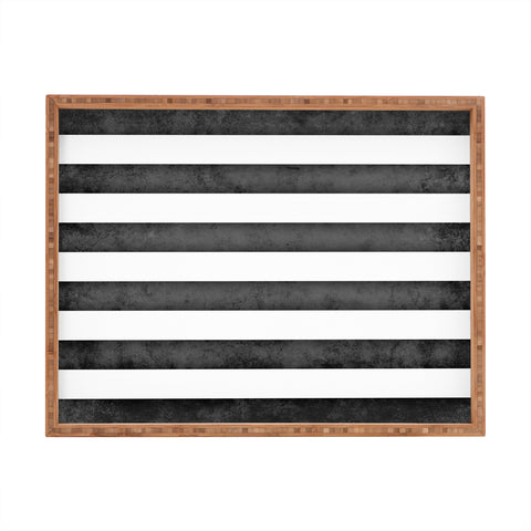 Monika Strigel FARMHOUSE SHABBY STRIPES BLACK Rectangular Tray