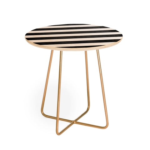 Monika Strigel FARMHOUSE SHABBY STRIPES BLACK Round Side Table