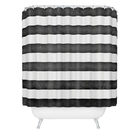 Monika Strigel FARMHOUSE SHABBY STRIPES BLACK Shower Curtain