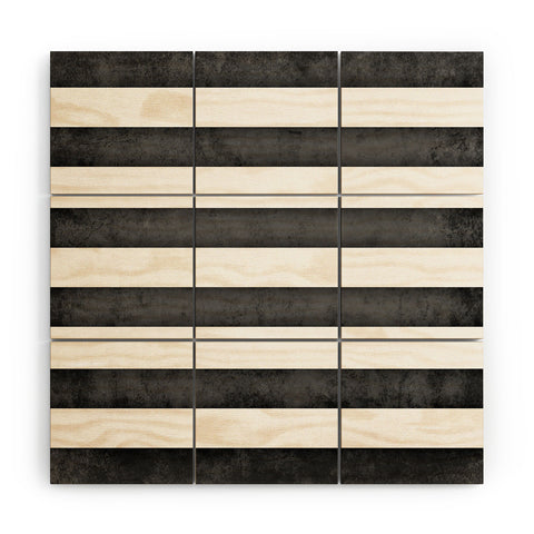 Monika Strigel FARMHOUSE SHABBY STRIPES BLACK Wood Wall Mural