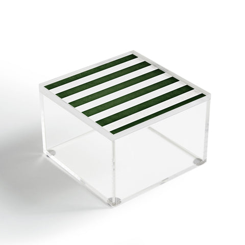 Monika Strigel FARMHOUSE SHABBY STRIPES GREEN Acrylic Box