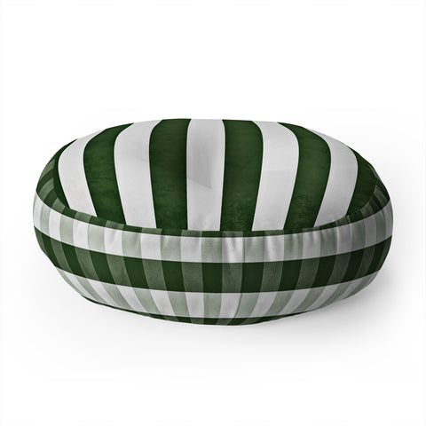Monika Strigel FARMHOUSE SHABBY STRIPES GREEN Floor Pillow Round
