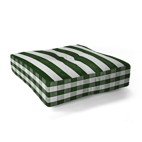 Monika Strigel FARMHOUSE SHABBY STRIPES GREEN Floor Pillow Square